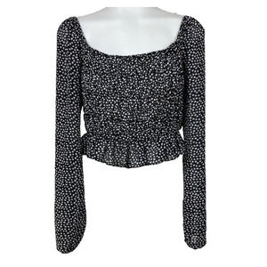 Nasty Gal 12 Flirty Hearts Smocked Crop Top Milkmaid Babydoll Coquette Romantic